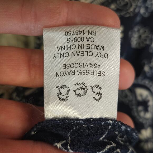 Sea New York Bandana Border Print Midi Dress Womens Size 6 Navy Cream Boho Chic - Picture 14 of 14